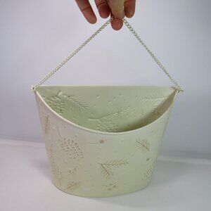 Hallmark metal wall pocket/card holder embossed metal Winter Holiday